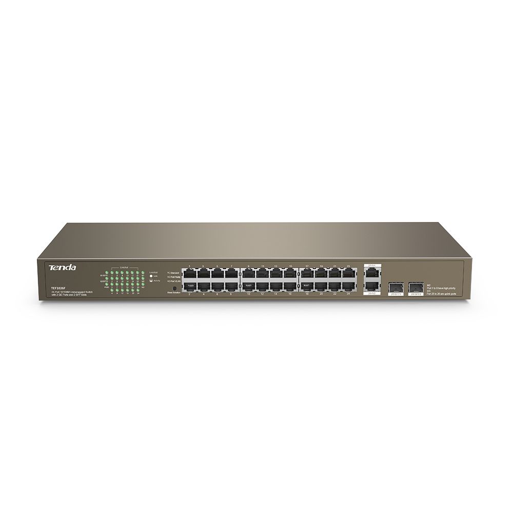Tenda TEF1026F 24-10/100 RJ45 Ports with 2 Gigabit SFP Slots Tenda TEF1026F 24-10/100 RJ45 Ports with 2 Gigabit SFP Slots